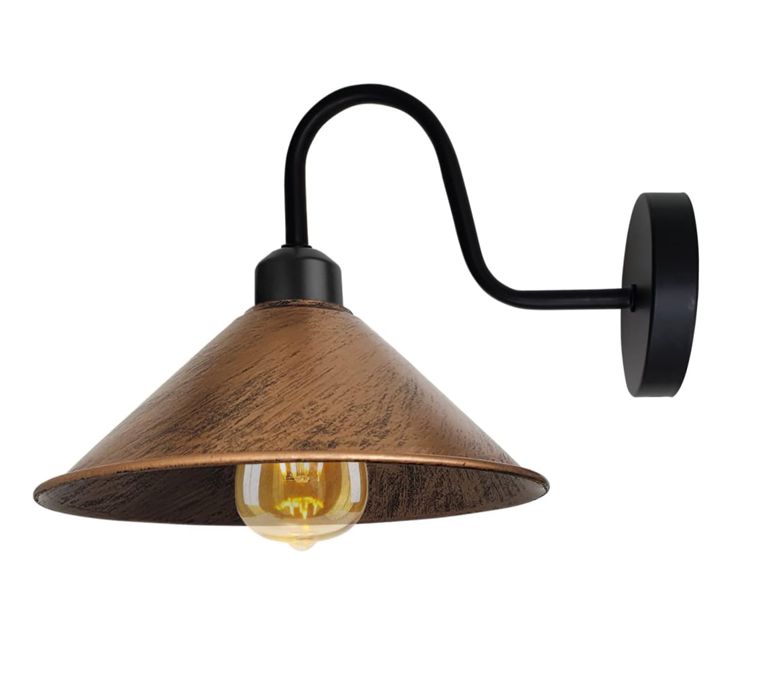 LEDSone Swan Neck Wall Lamb Brushed Copper E27 Cone Shade Sconce — image 1