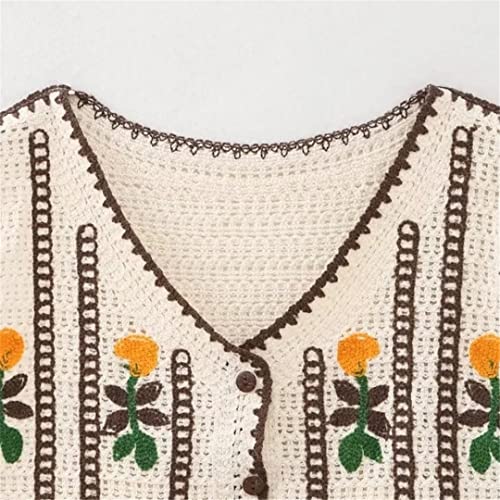 Women Flower Crochet Knitted Vest Sweater V-Neck Sleeveless Pullover Casual Loose Tops3