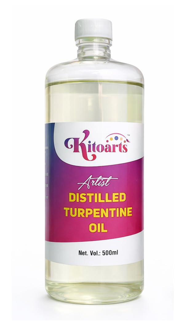 Kitoarts Turpentine Oil for Oil Painting, Varnish for Acrylic Painting (500ML)
