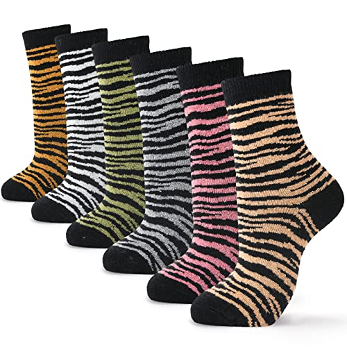 Women Winter Warm Socks Womens Thick Thermal Socks for Ladies Novelty Cozy Crew Socks 6 Pairs