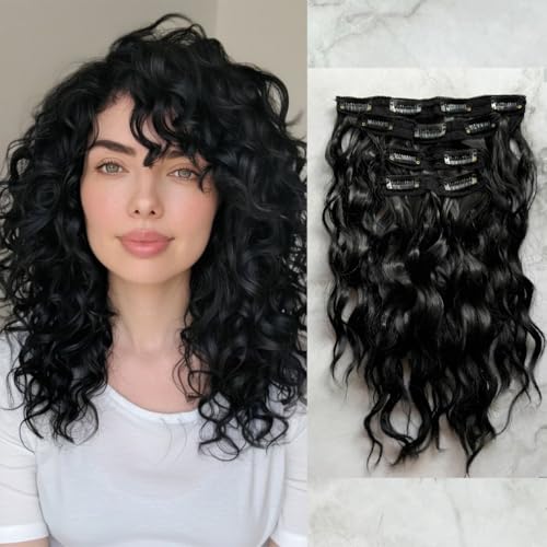 4PCS Clip in Hair Extensions 12' Short Curly Wavy...