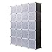 Meerveil Armoire Penderie Portable, Étagère de Rangement, Cubes de Stockage Modulaire en Plastique en métal Stable, Assemblage Facile pour Vêtements, Accessoires, Jouets (Noir, 20 Cubes)