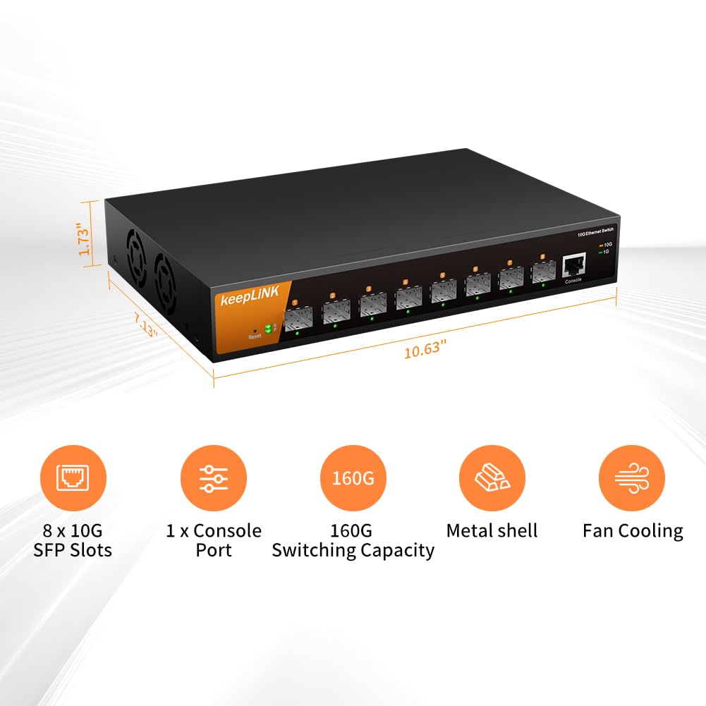 Amazon.com: keepLiNK 8 Port 10G Web Managed Switch, 8 x 10G SFP+