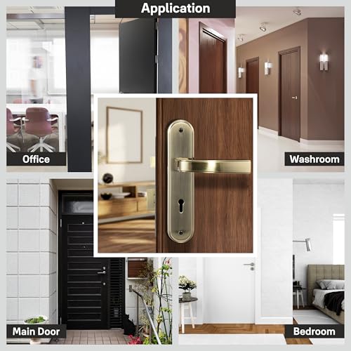 Image of Yale YECM-415-6L-AB Mortise Door Lock | 6 Lever Lock | Handle Set with Plate | 3 Keys | Suitable for Left & Right Hand Doors | Antique Brass
