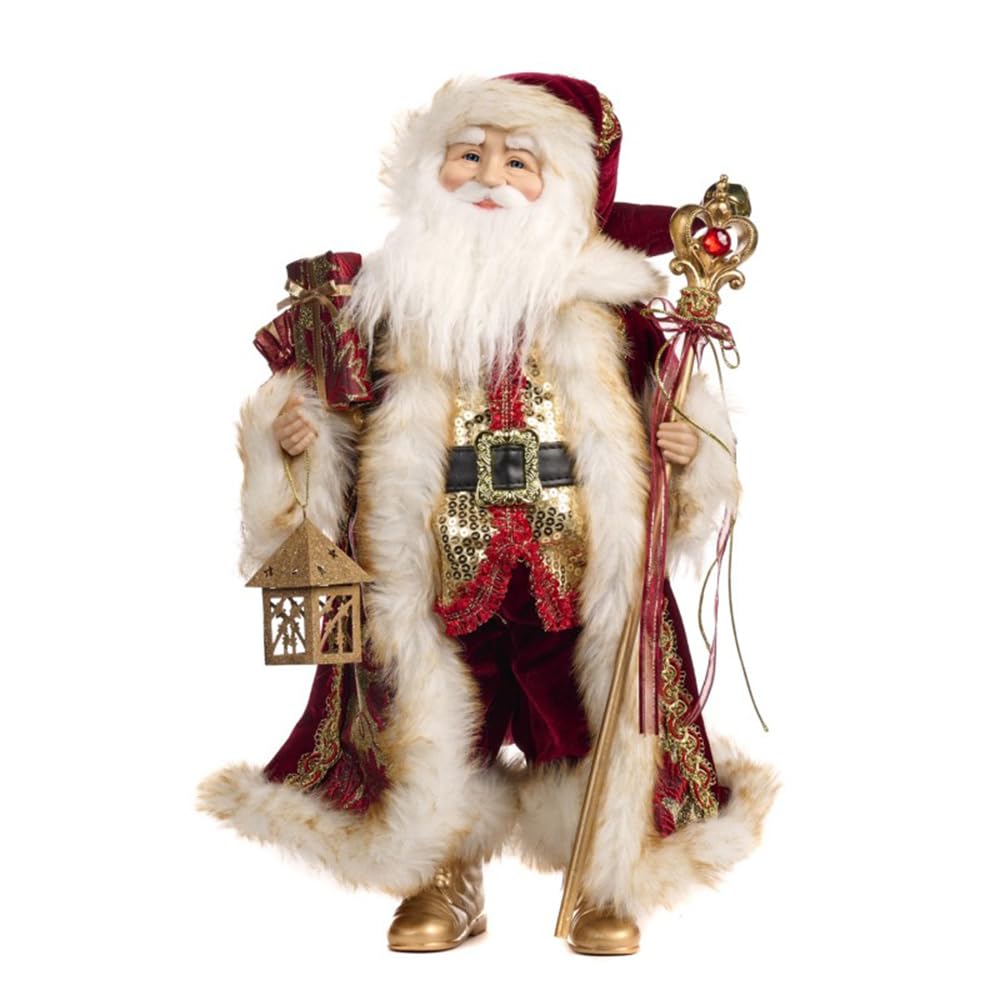 GOODWILL Weihnachtsharzfigur des Weihnachtsmanns mit Laterne und Zepter H48 cm