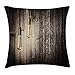 Housse de Coussin Coussin Industriel, Innovation Historique Edison Revival Planches de Bois Rétro Électricité, Taie d'oreiller Carrée Décorative, 50x50cm, Marron Noir