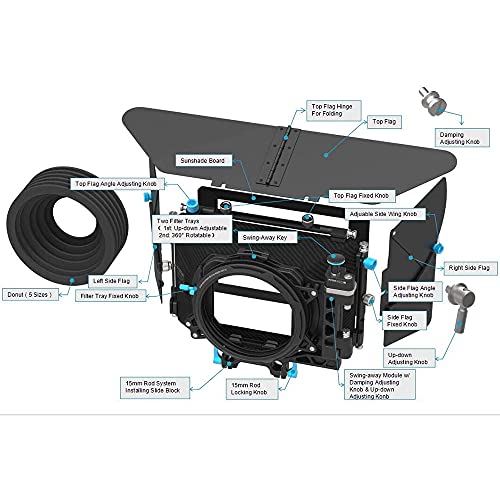 Foto4Easy Dp500 Mark Iii 4X4 Dslr Swing Away Matte Box For Sony A7 A7R A7S Ii Iii Panasonic Gh5 Gh5S Bmpcc 4K 6K Canon Nikon Video Cinema Camera,15Mm Rail Rod System #TOP2