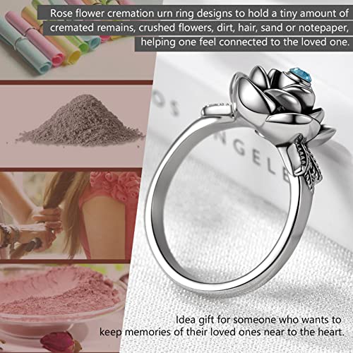 Memorial Keepsake Urn Rings for Ashes Hair for Women Men, Claddagh Heart Ring, Rose Ring, Cremation Jewelry, Black/18K Gold Plated Stainless Steel, Size 6-11, Come with Box3