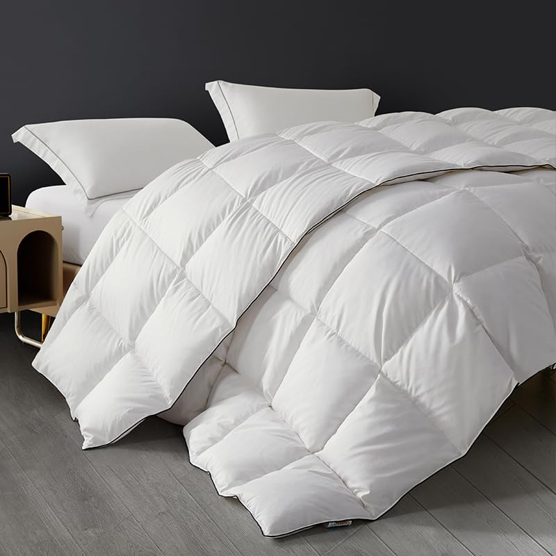 SAPHREAS Bettdecke 155x220 cm Ganzjahres, 100% Baumwolle Decke mit Federn & Daunen Füllung, Oeko-Tex, RDS Zertifiziert für Tierwohl weiße...