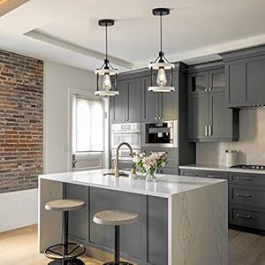 2 pack farmhouse pendant light rustic distressed white wood hanging light fixtures adjustable cage wood metal hanging lamp mini pendant lighting for kitchen island no glass  urban country home decor