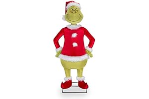Dancing Grinch 6ft Tall with Bag Full of Gift, Red, Green, White