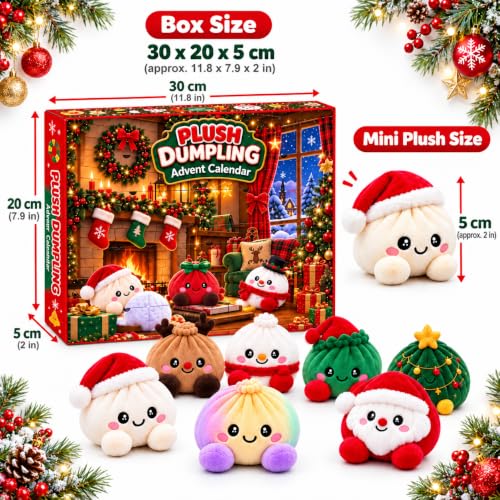Christmas Plush Dumpling Advent Calendar 2026, 24 Days Countdown Calendar, Festive Holiday Gift Adults - image 3