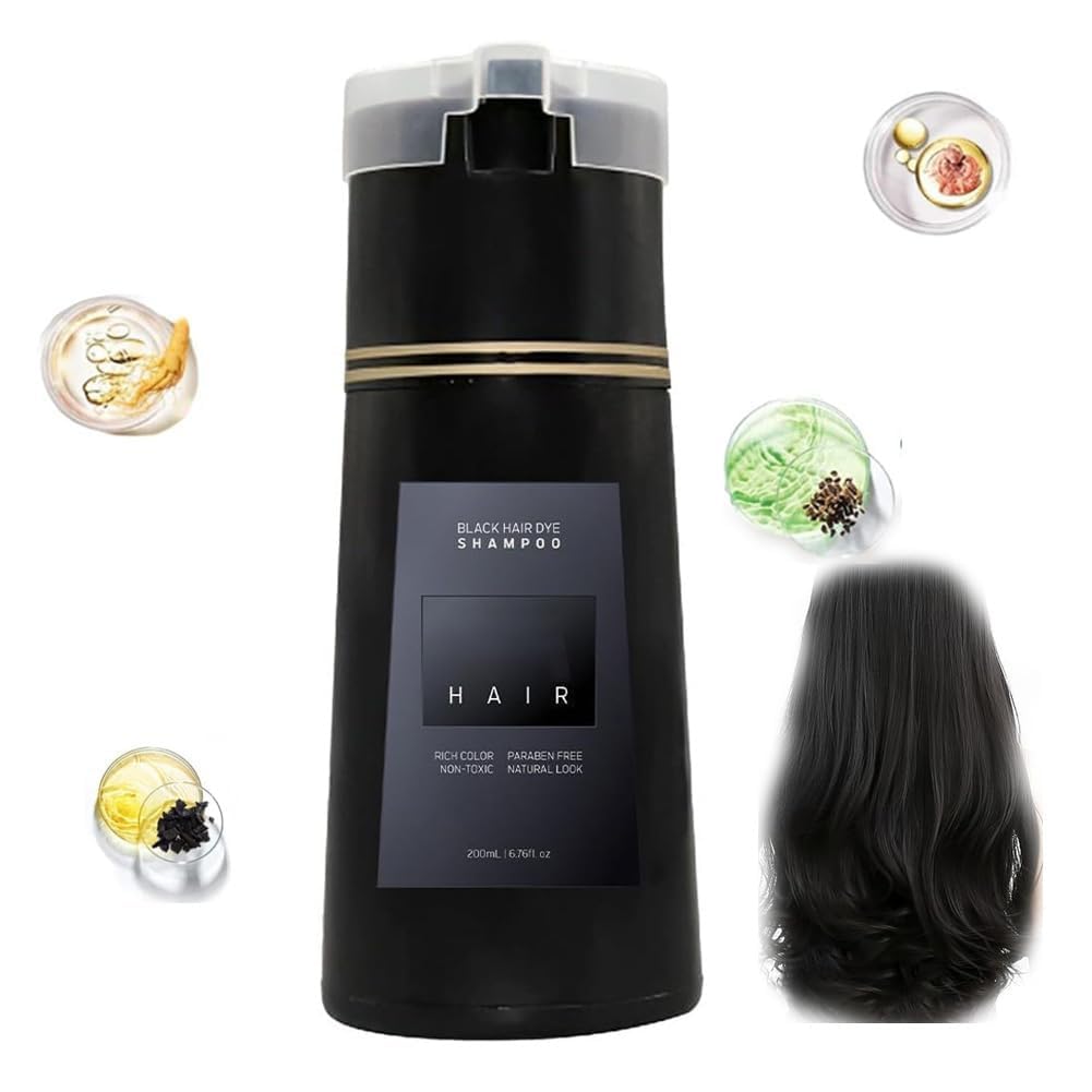 Nova Hair Dye Shampoo - Nova Hair Instant Dye Shampoo, Trynova Hair Shampoo Hair Color Shampoo for Women and Men(Black)
