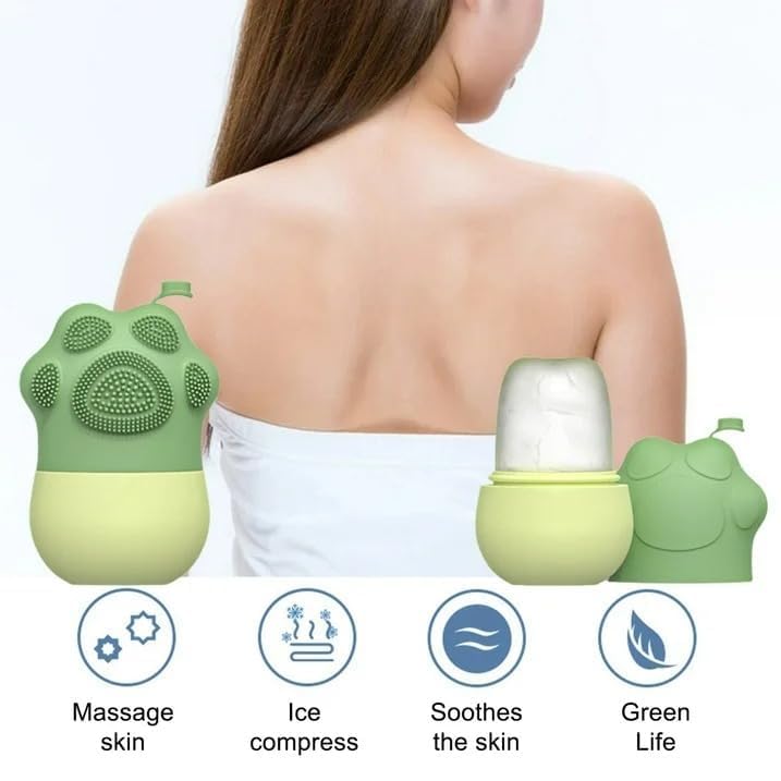 Image of MARKWELL Ice Roller for Face with Silicone Scrubber, 2-in-1 Facial Ice Roller & Face Massager for Puffy Eyes, Dark Circles & Skin Tightening, Reusable, Leak-Proof, BPA-Free, for Men & Women(Green)