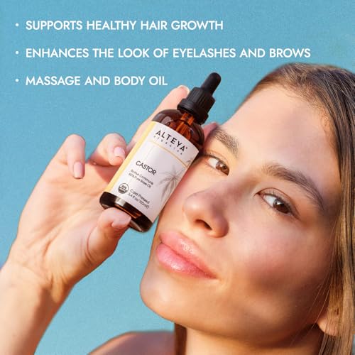 Alteya Organic Castor Oil 100ml - 100% USDA Certified Organic Pure Natural Cold Pressed Carrier Oil - Body, Hair, Lashes, Eyebrows - Nourish, Enhance Hair Growth - Premium Therapeutic Grade Treatment