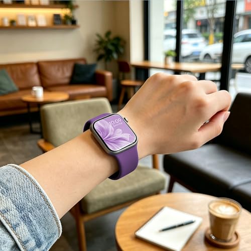 Image of Sport Bands Compatible with Apple Watch Band Women Men 40mm 38mm 41mm 42mm 44mm 45mm 46mm 49mm ,Soft Wristband Waterproof Replacement Strap for iWatch Bands Series 11 10 9 8 7 6 5 4 3 2 1 SE Ultra Purple