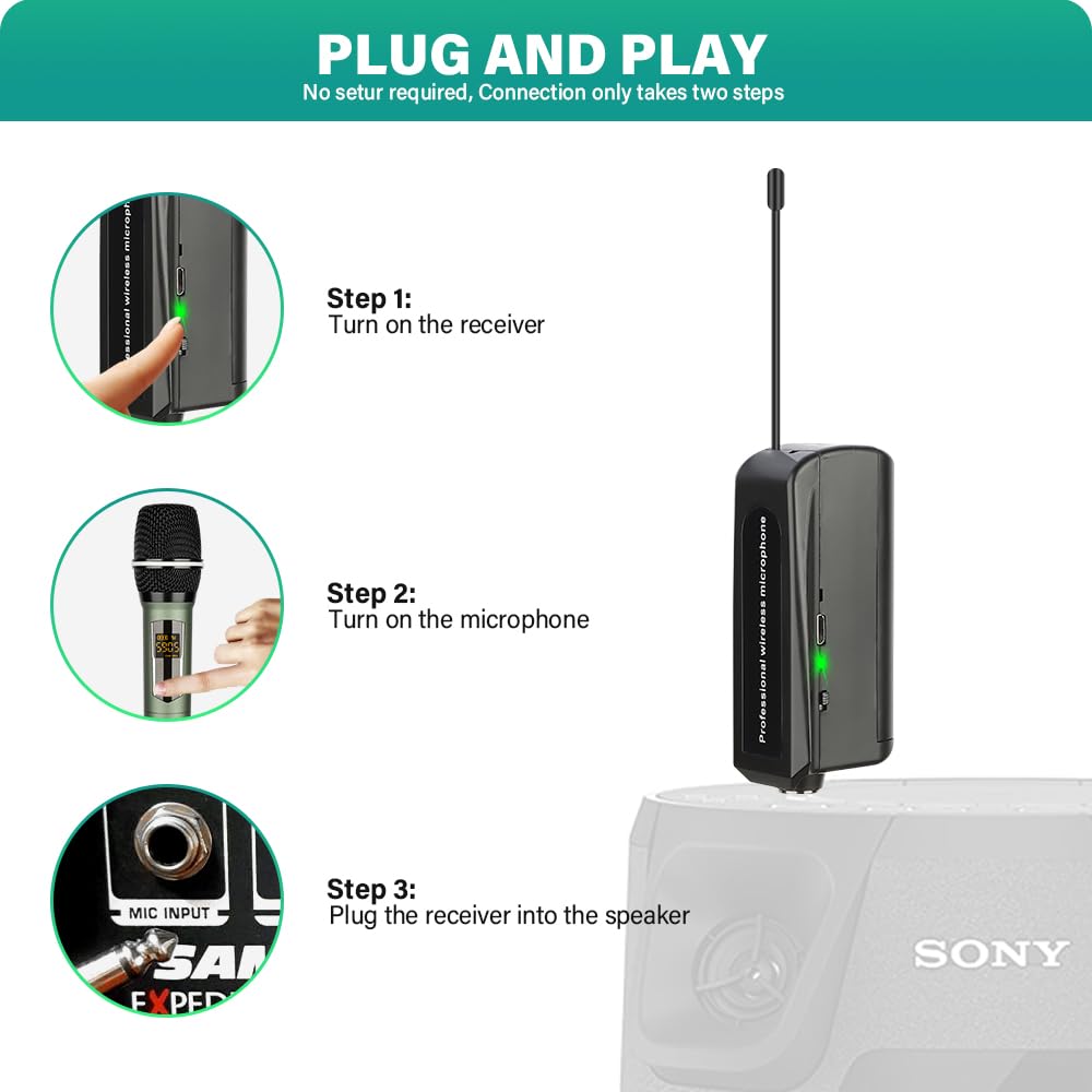 DGNOG DL602 Wireless Microphone Plug and Play Setup Steps