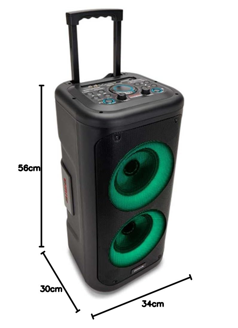 Aiwa KBTUS-450 - Altavoz Bluetooth Portátil de 350w con tecnología Hyperbass, Bluetooth 5.0, USB, MicroSD y True Wireless Stereo, Doble Subwoofer 6.5”, Incluye Micrófono. Color: Negro