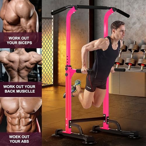 Image of DlandHome Power Tower Pull Up Dip Station Multi-Function Fitness Equipment for Strength Training Adjustable Height Dip Stand for Home Gym