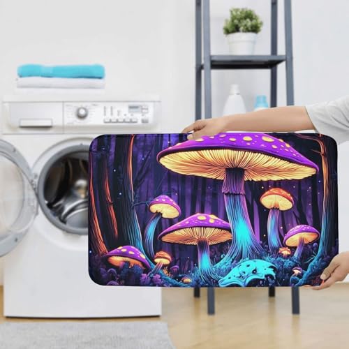Alfombras de baño neón de setas con funda para váter 8