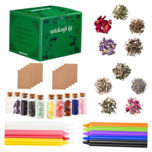 FRCOLOR Handmade Witchcraft Supplies Candles Mini Crystals DIY Jewelry Altar Ritual Kit