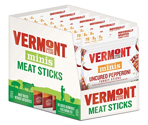Vermont Smoke & Cure Mini Jerky Stick Go Packs - Antibiotic Free Turkey - Gluten-Free - Paleo & Keto Approved Uncured Pepperoni -0.5oz Meat Sticks - 3 Ounces Per Pouch - Pack of 8 Pouches