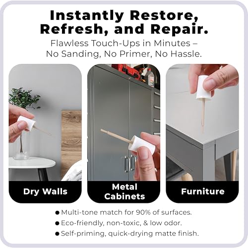 Image of spot. Touch-Up Paint | Matte Finish for Cabinets, Walls, Doors & Furniture | Multi-Tone Gray Repair Kit | Quick-Dry, Self-Priming, Low-Odor, Eco-Friendly | No-Sanding or Primer Needed | 3 Pack