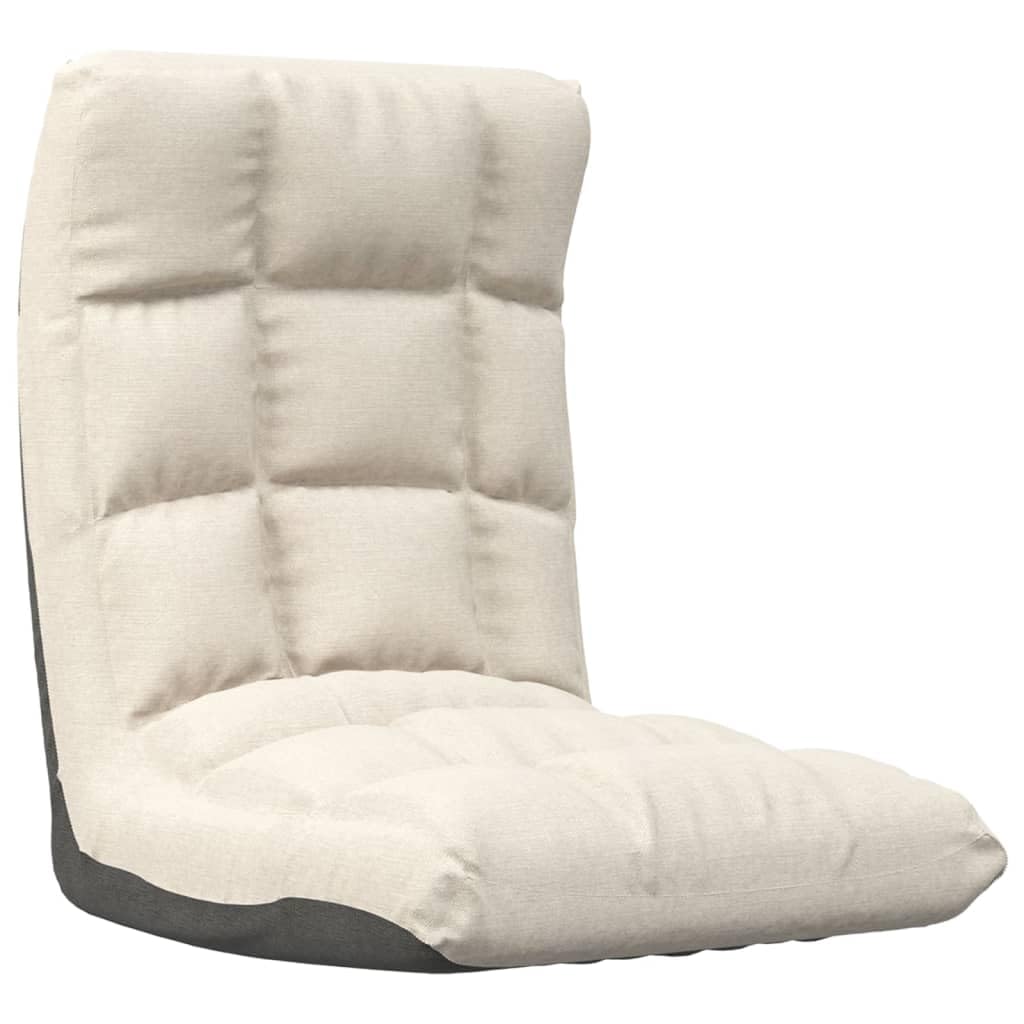 Silla de suelo plegable de tela crema con espuma acolchada para una comodidad óptima de asiento y tumbado, ajustable y ahorra espacio para jugar, ver la televisión, relajarse