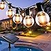 Guirnalda Luces Exterior Solar, QXMCOV 15.2 m Cadena de Luz 50 G40 LED Bombillas con 4 de Carga, Guirnaldas Luminosas Exterior e Interior Decorativas para Jardin Terraza Habitacion Fiestas Navidad