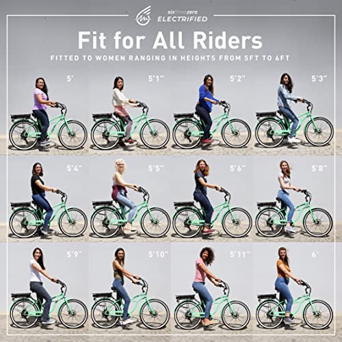 Sixthreezero Around The Block Women's Electric Bicycle, 7-Speed Beach Cruiser Ebike, 500 Watt Motor, 26" Wheels, Mint Green With Black Seat And Grips #TOP4