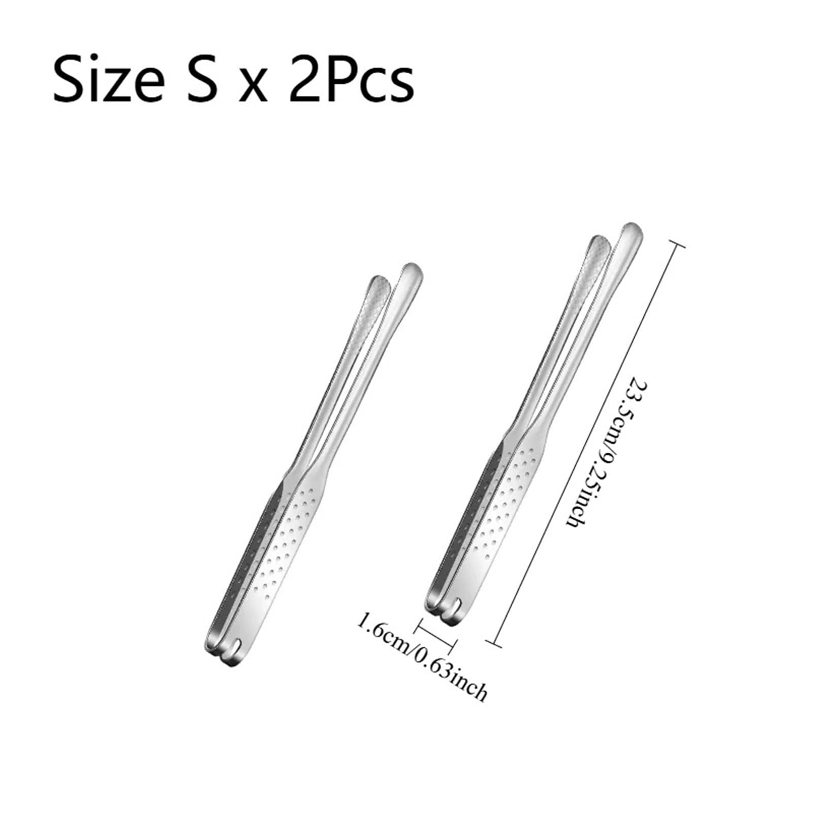Pinzas Cocina Pinchos alargados de acero inoxidable for barbacoa, for cocinar carne, bufé, parrilla, utensilios cocina(S 2PCS)