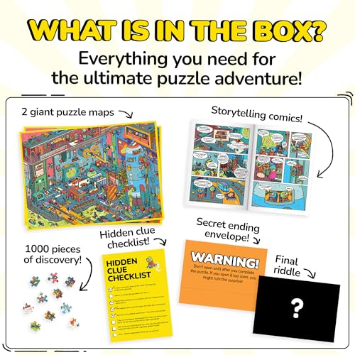 Image of Odd Pieces Jigsaw Puzzles 1000 Pieces with Storytelling Comics, for Women, White Elephant, Mystery Puzzle for Adults & Kids - 19.7'' x 27.6'' Frameable Magic Puzzle Art (Series 2)