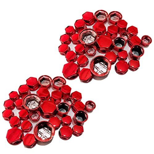 S-NET 汎用 ナット ボルト カバー オートバイ バイク スクーター キャップ 装飾 プラスチック 保護 0.8cm ~ 1.4cm 60個 レッド 赤