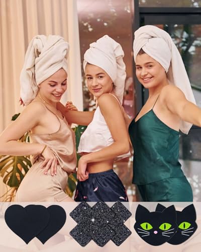 Image of CICKEE Nipple Pasties Black 9 Pairs Rave Pack Nipple Covers Stickers for Rave, Music Festivals, Beach or Daily Wear