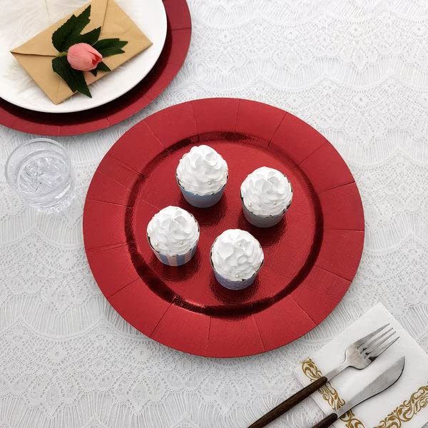 10 Platos Cargadores Desechables Rojos 13 pulgadas miniatura 5