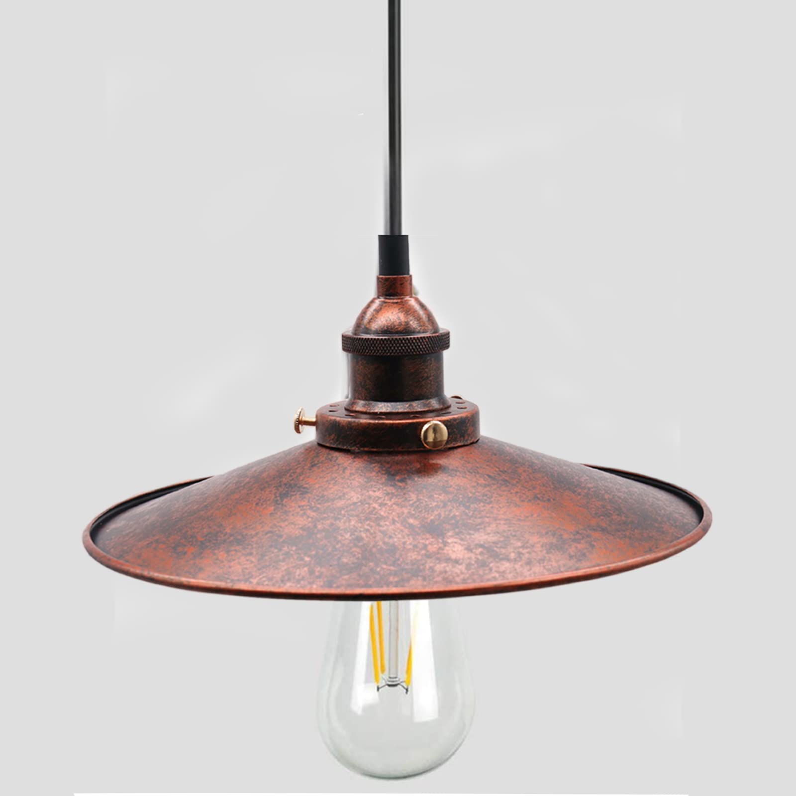 HTRUIYATY 2pcs E27 Lampada a Sospensione Vintage Industriale In Ferro Interni Lampadari Paralume Pendente da Cucina Ristorante Attico Lampadario (26 cm)