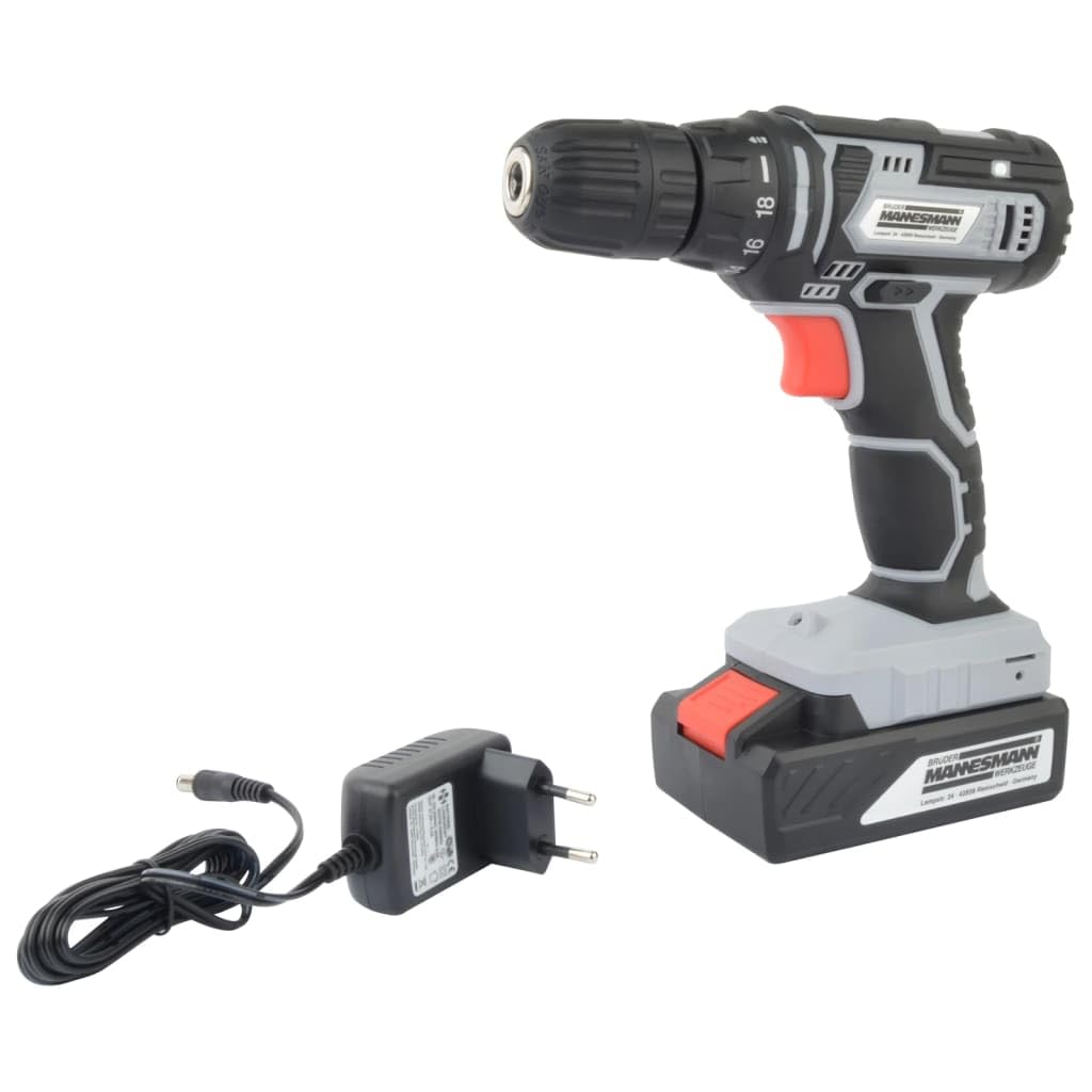 Brüder Mannesmann Werkzeuge M17695 Cordless Drill 24 V, Grau/Schwarz/Rot