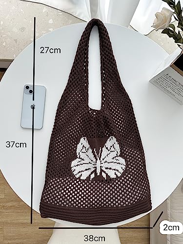Image of ENBEI Beach Bag Crochet Tote bag for Women,Aesthetic Boho Large Bag,Foldable&Lightweight,Shopping,Beach,Travel,Daily Use