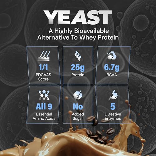 Image of Nutrabay Fermented Yeast Protein Powder - 2kg, Cold Coffee | 25g Protein, 6.7g BCAA | 9 EAAs | PDCAAS 1 | Gut Friendly | Superior Muscle Growth | Higher Absorption | Sugar, Lactose & Soy Free