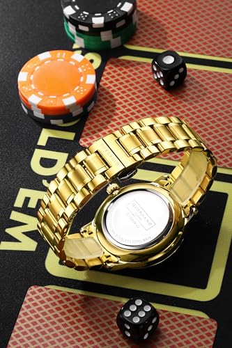 Image of Giordano Casino Royale Analog Watch for Men- Unique Poker & Roulette Dial Design with Stainless Steel Strap - Stylish Luxury Watch