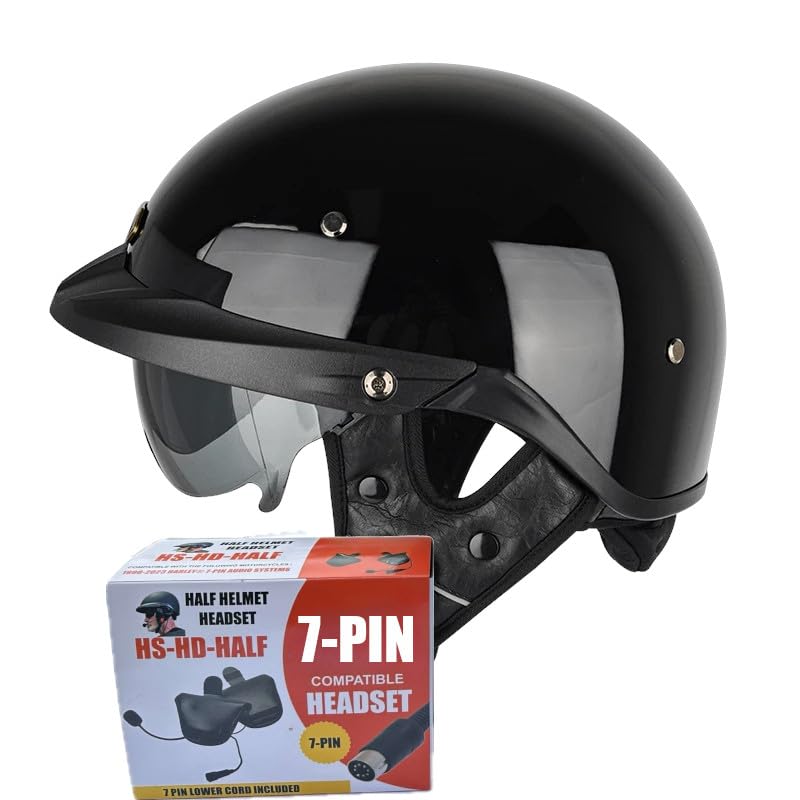 Soman H6 Half Helmet with Harley Compatible 7-Pin Headset