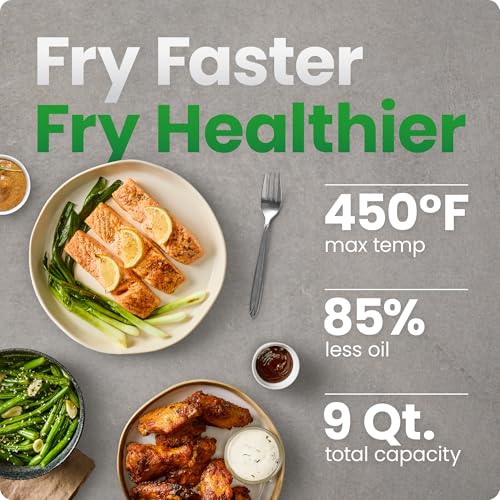 Image of Chefman Dual Air Fryer Oven with DC Motor, 9 Qt. Double Basket Air Fryer with 450F Max Temp for Meals in Minutes, Bake, Broil, Dehydrate, Reheat for Extra-Crispy Chicken, Fries, and More - Black