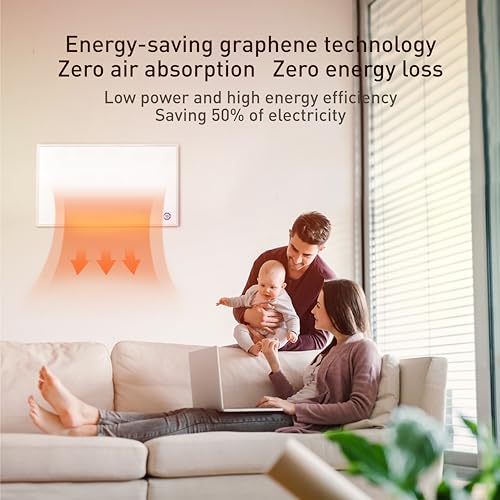 Hocosyme Infrarotheizung mit Thermostat 1200 Watt,weiße infrarotheizung Wandmontage,Wochentimer - Elektroheizung mit Überhitzungsschutz - TÜV. – Bild 6