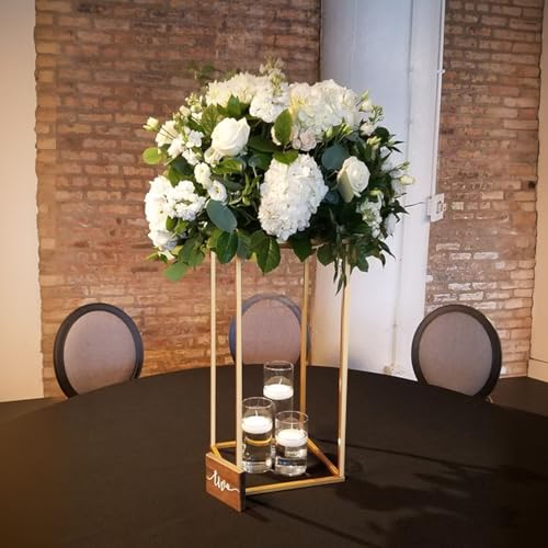 Image of 5pcs Gold Flower Stand Centerpieces,23.6inch Wedding Centerpieces Vase for Tables with Acrylic Plates,Rectangular Flower Display Rack for Table Decorations Event Home Party