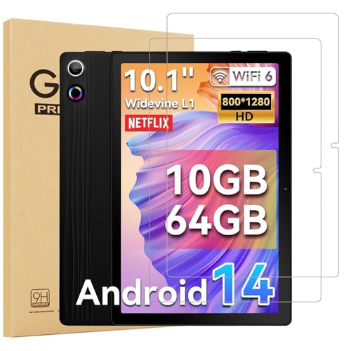 elitegadget 2 Pack Glass Screen Protector for Freeski Dynamic Halo 10.1 Inch, Android 14 Tablet - Tempered Glass Film/High Definition/9H Hardness/Scratch Resistant