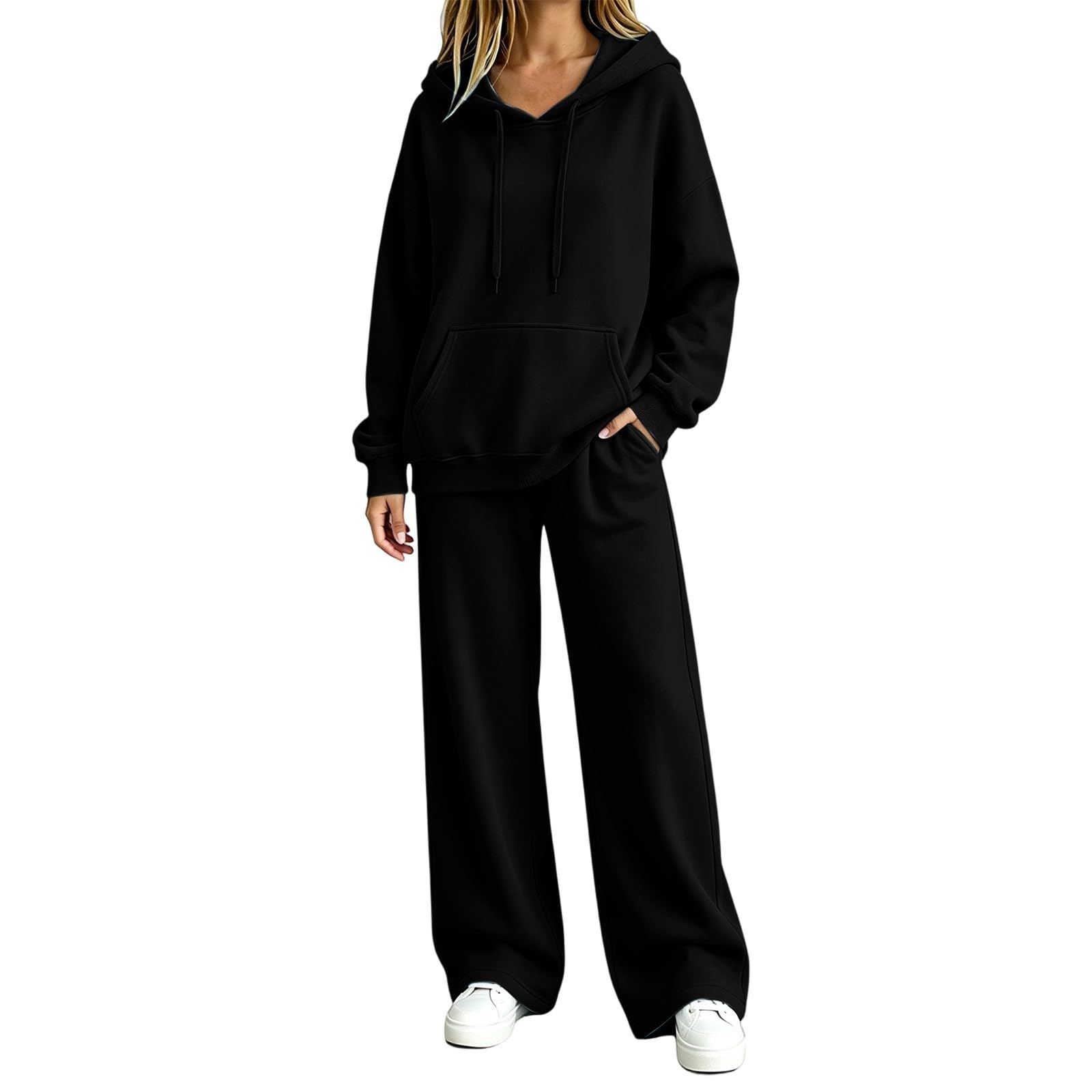 Completo Donna Invernale Tute 2 Pezzi In Pile Completi Elegante Casual