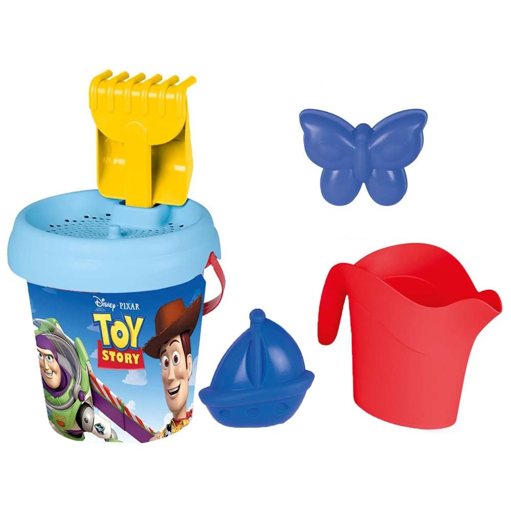 Smoby - Toy Story Bucket Set - Includes Watering Can, Shovel, Sand Mold, Sieve, and Rake - Recycled Material - Ages 18 Months and Up - Made in France