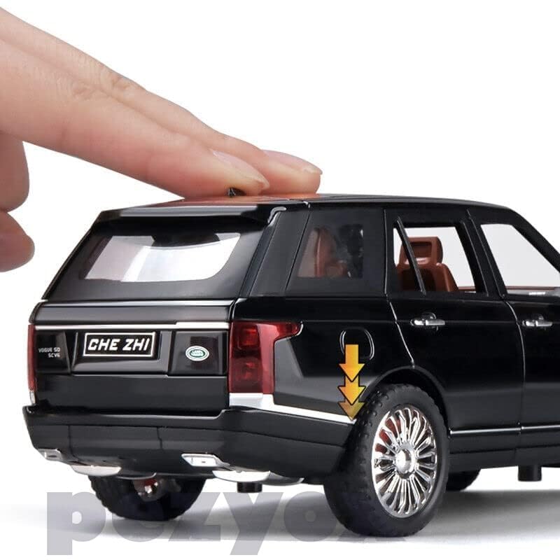Image of 1 /24 Big Range Rover REFENDER Toy Car Metal Pull Back Diecast Car with Openable Door and Sound Light, Gifts Toys for Kids (Black)