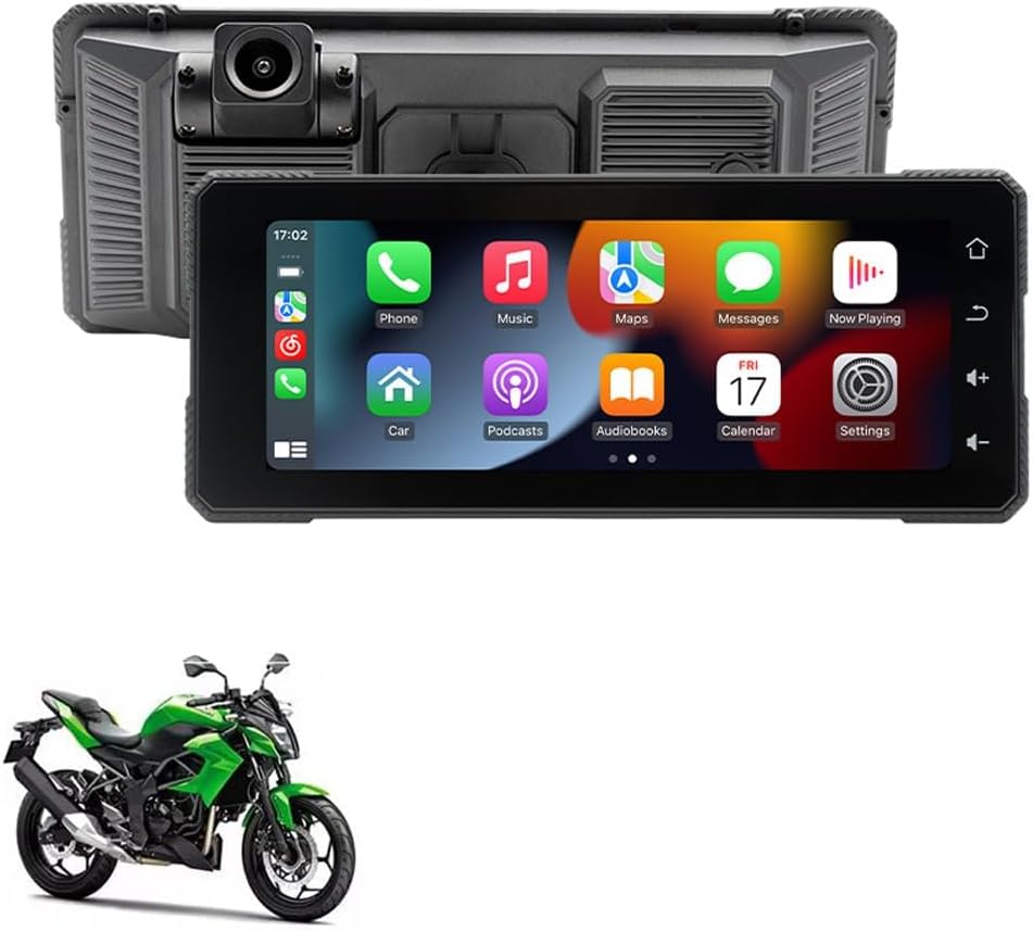 6.86 Inch HD Touch Screen， Motorcycle GPS Navigator ，Multimedia MP5 Player，Wireless Carplay Android Auto IP65 Waterproof Dashcam ，Dual Bluetooth Connectionless,Mirror Link