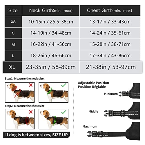 HEELE Dog Harness, Reflective Dog Harness with Padded Handle Control, 2 Metal Rings, Harness for Small Medium and Large Dogs Black, XL - Image 2